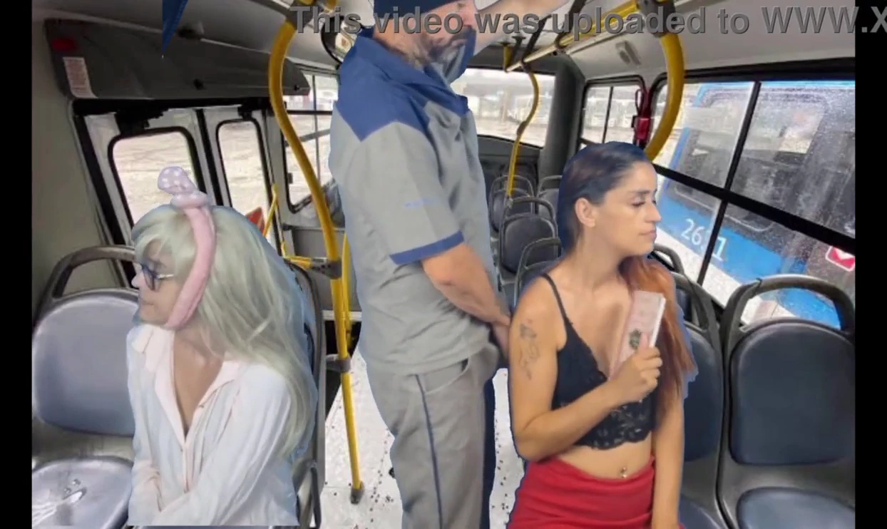 Construction worker exposes and has sex with women on the bus in public porn video
